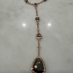 Kendra Scott Rose Gold and Dark Green Necklace